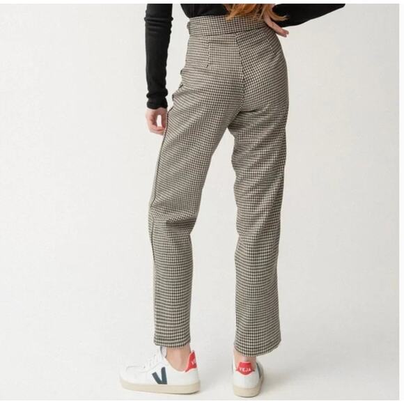 Tach Clothing High-Waist Portia Wool Pants in Brown Houndstooth Size M - Picture 2 of 13